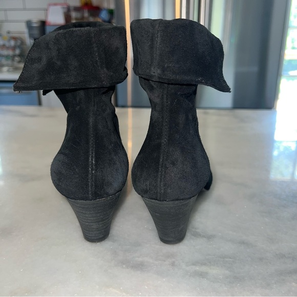 Free People Adella Low Heel Slouch Boots Booties-Black Suede-Size 37 (US 7) - Picture 4 of 10